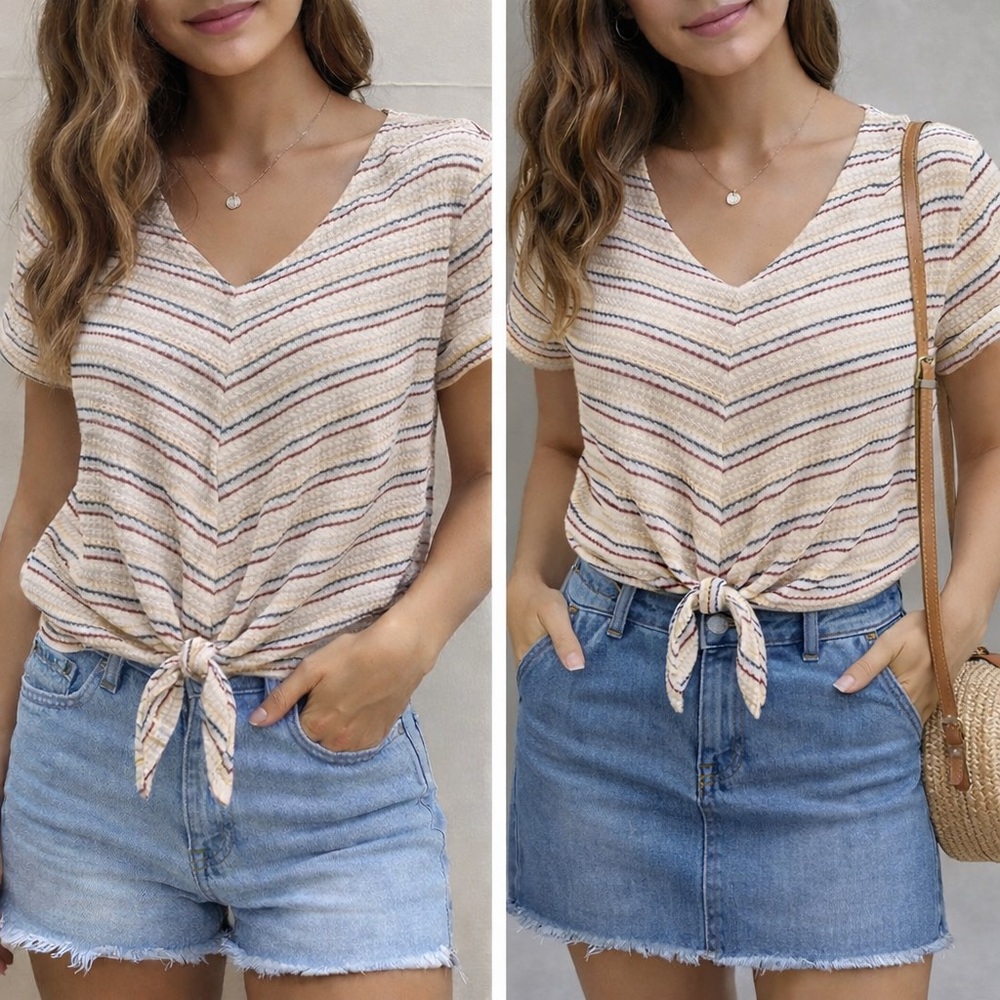 Alya Brown Tie-Front Shirt